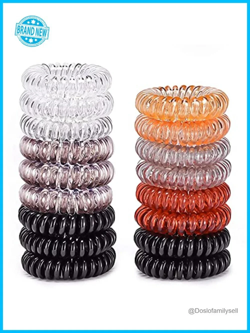 17 Pack Spiral Coils Hair Ties No Crease Ponytail Holders for Thick Hair